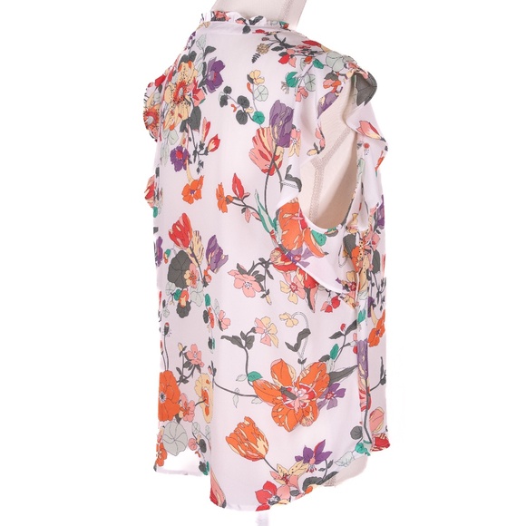 Liz Claiborne White Ruffled Mandarin Collar Blouse, Petite Medium Size, NWT. - Picture 6 of 11